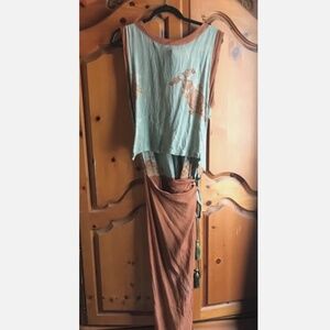 Vintage Kusnadi dress crinkled rayon batik L/XL